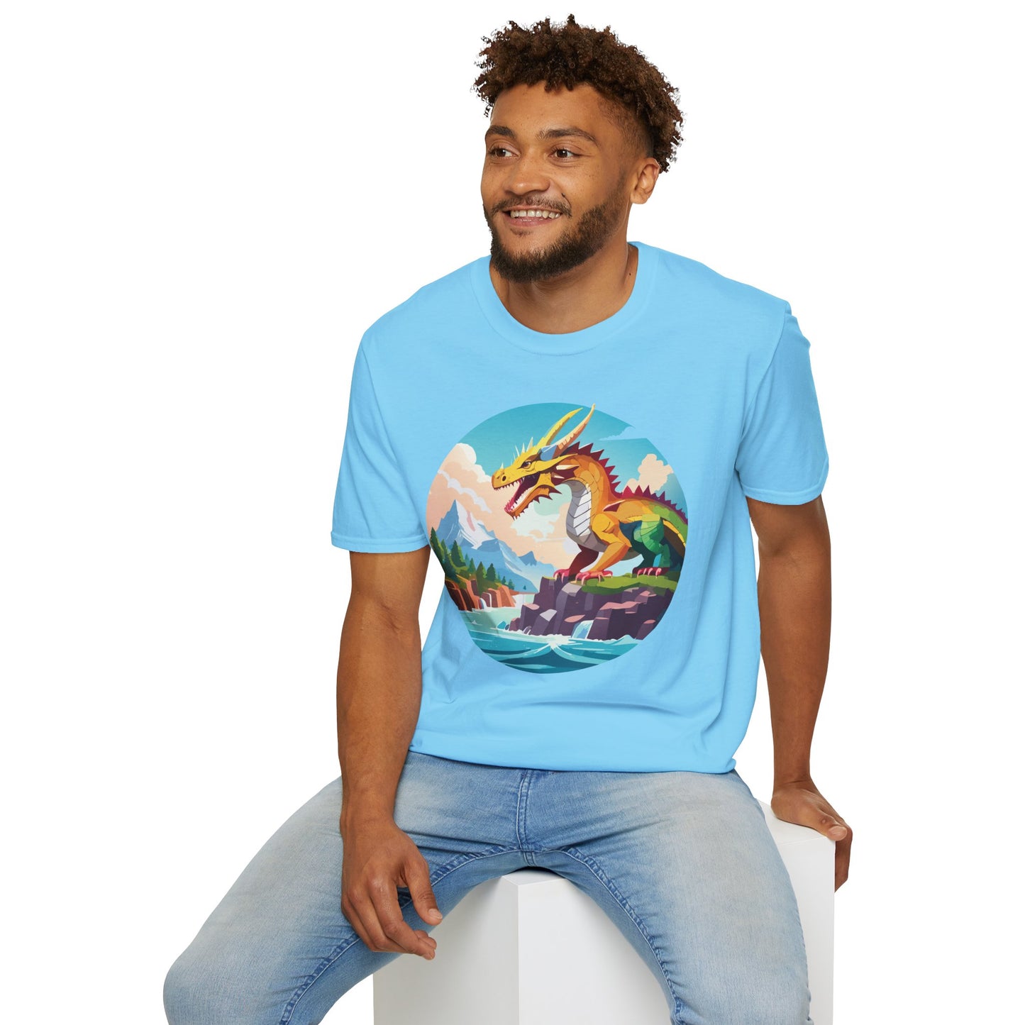 Dragon T Shirt Unisex Softstyle Cotton Tee With Colorful Animal Art Design For Everyday Wear
