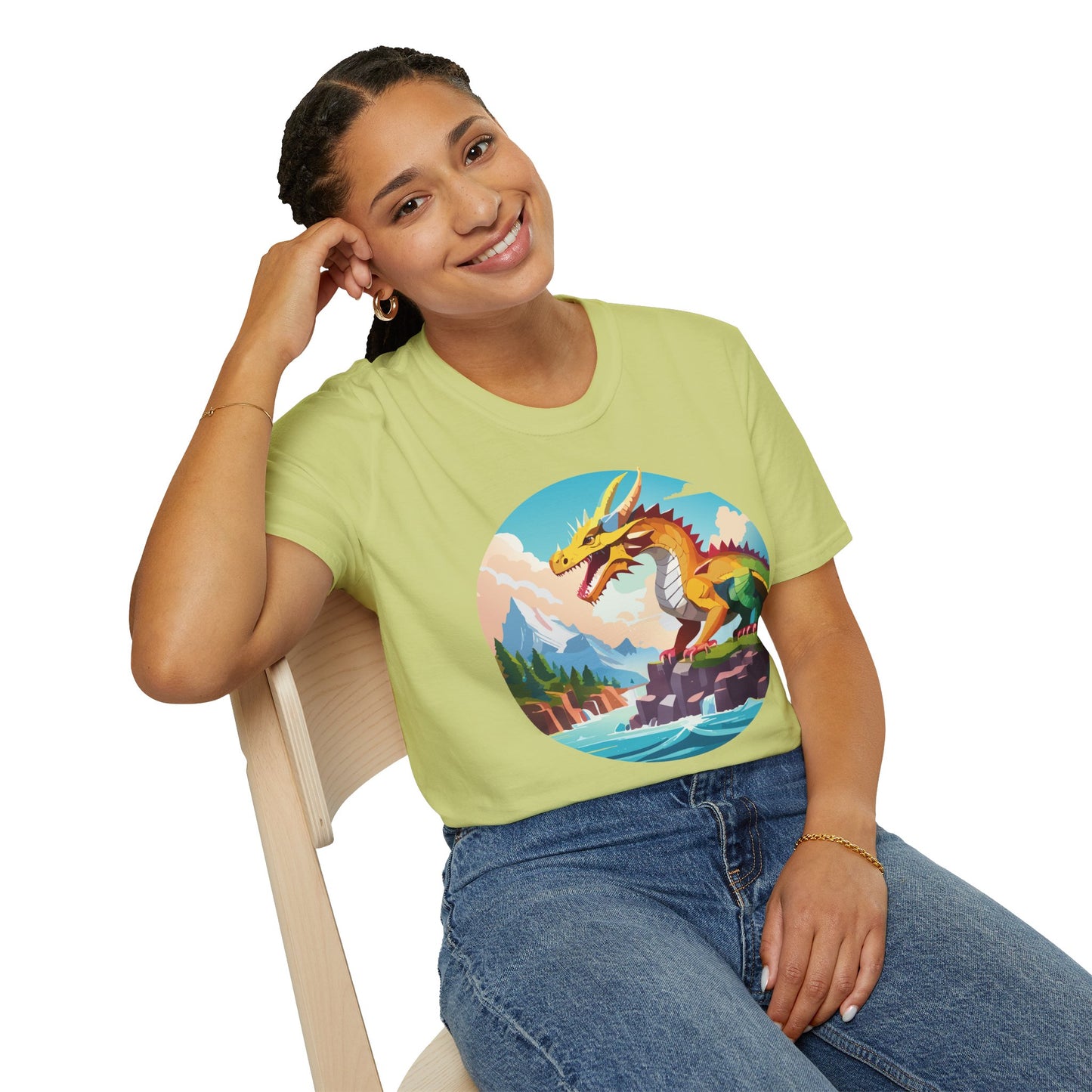 Dragon T Shirt Unisex Softstyle Cotton Tee With Colorful Animal Art Design For Everyday Wear