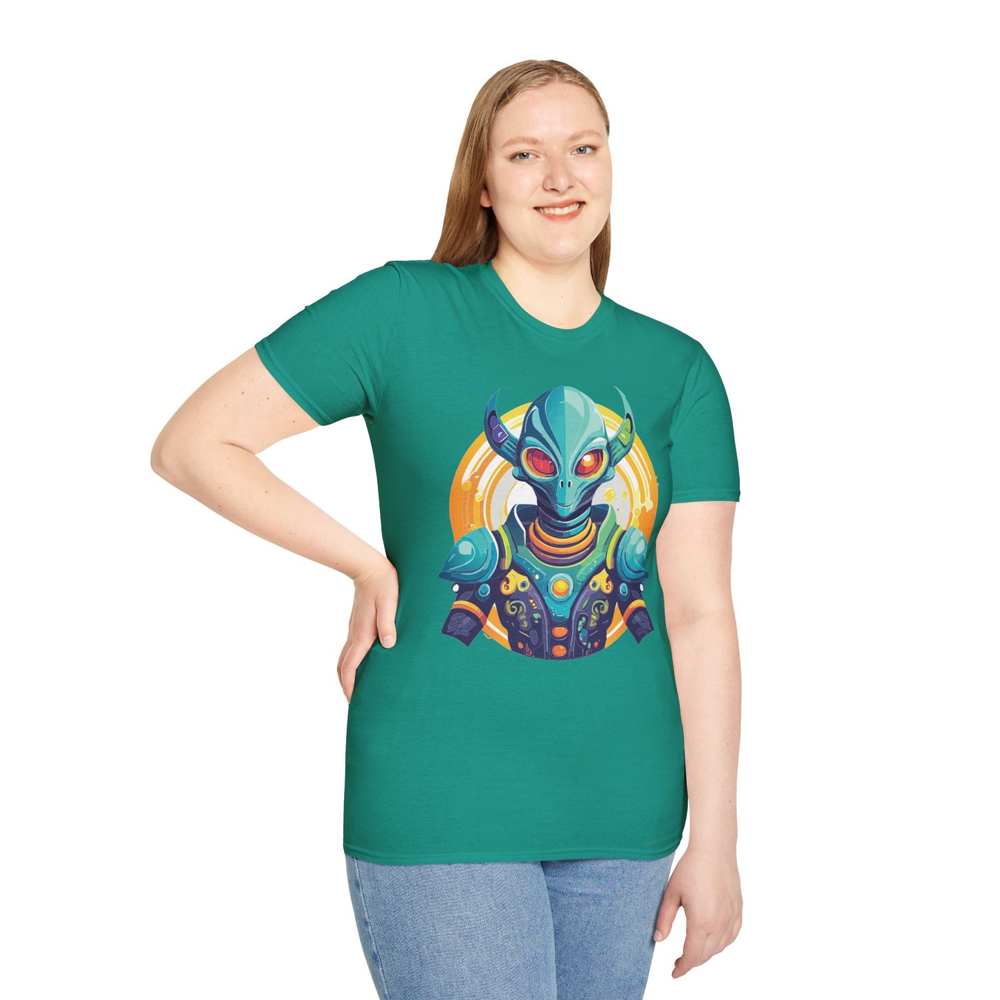 Alien T Shirt Cosmos Design Unisex Softstyle Cotton Tee With Aliens Art Graphic Print