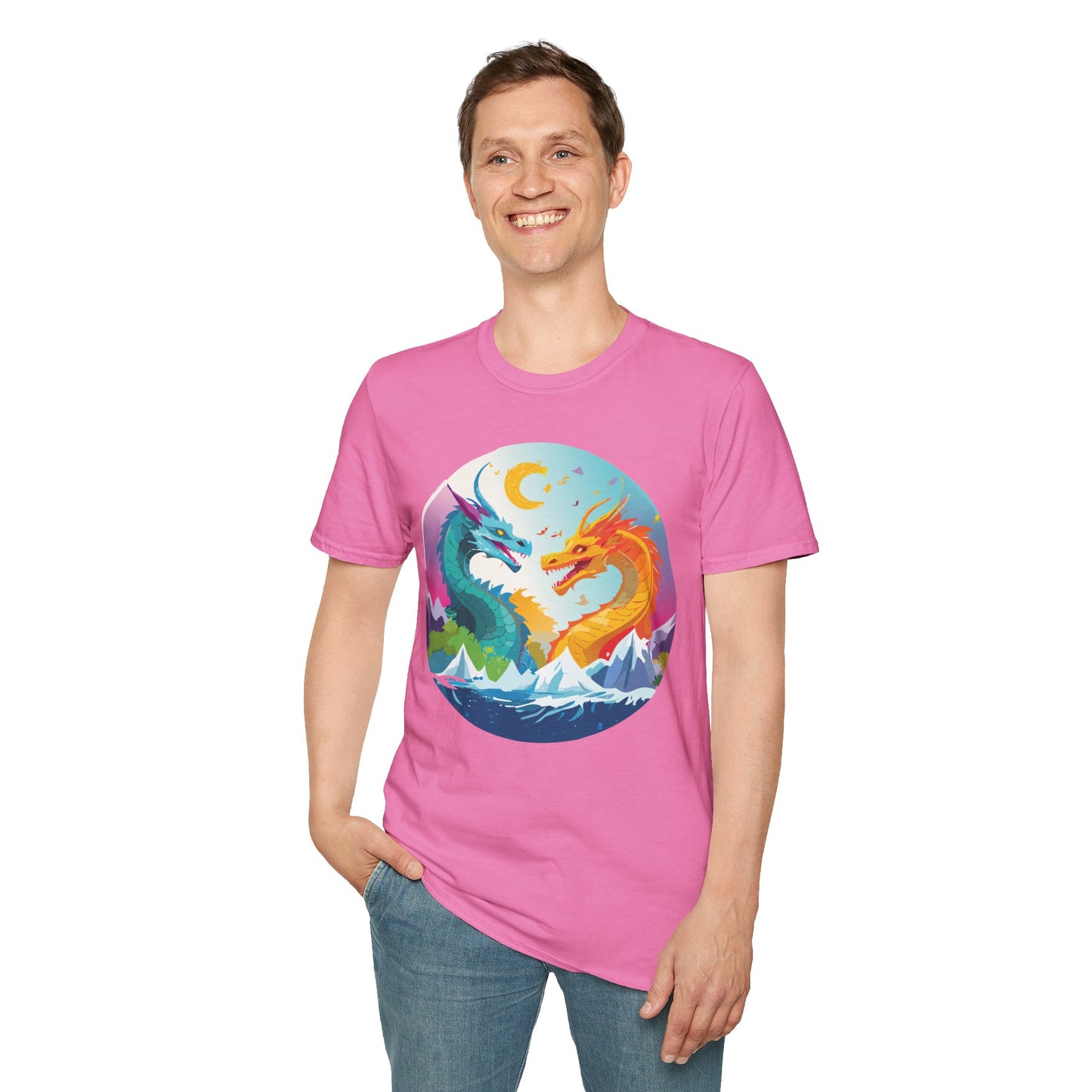 Dragon T Shirt Unisex Gildan Softstyle 64000 Tee Dragon Artwork Animal Print Shirt