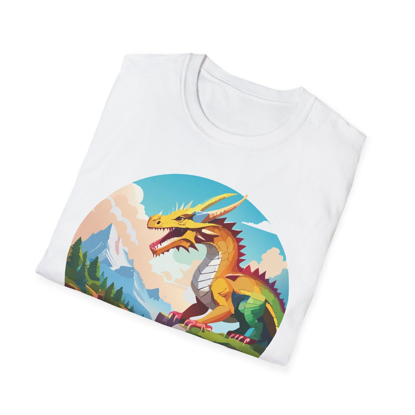 Dragon T Shirt Unisex Softstyle Cotton Tee With Colorful Animal Art Design For Everyday Wear