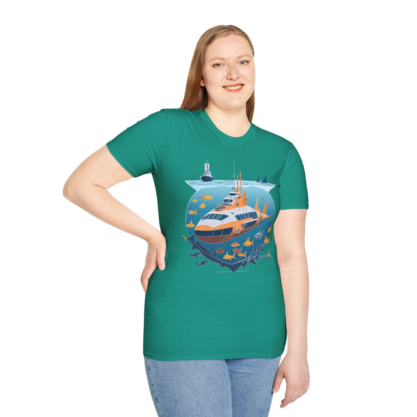 Ocean Tee Shirt, Ocean Shirt, Shirt with Ocean, U boat Tees, Shirt with U-Boat