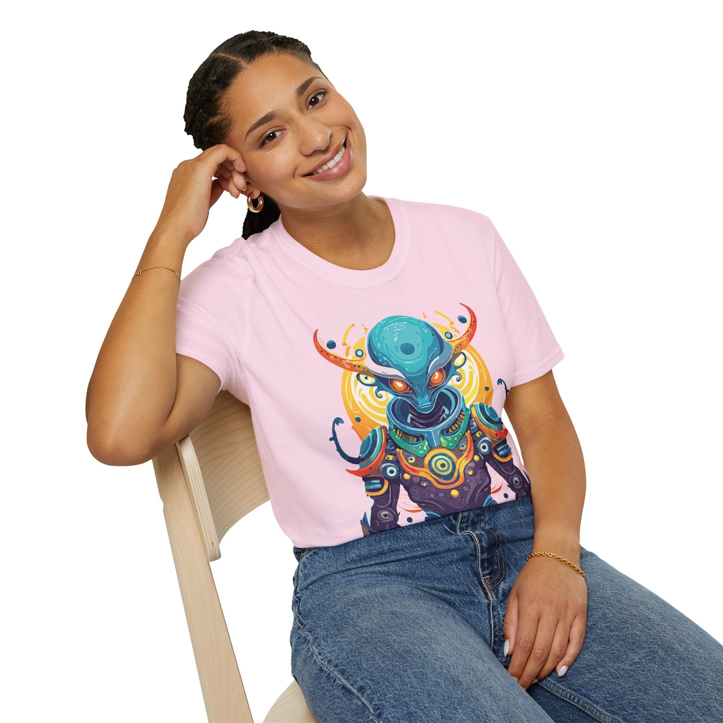 Alien T Shirt Cosmos Shirt Unisex Short Sleeve Tee With Alien Art Design Ring Spun Cotton