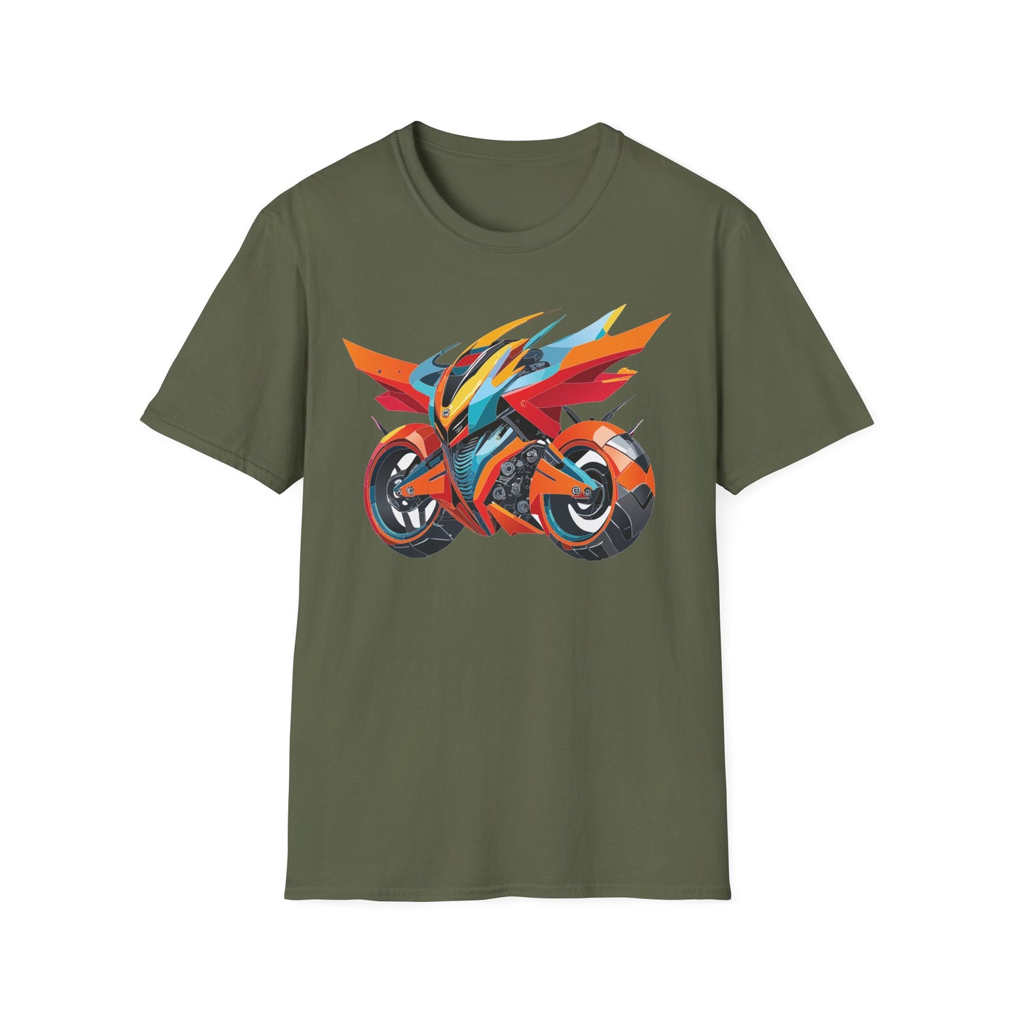 Unisex Bike T Shirt With Motorcycle Art Design Graphic Tee Softstyle 64000 Cotton