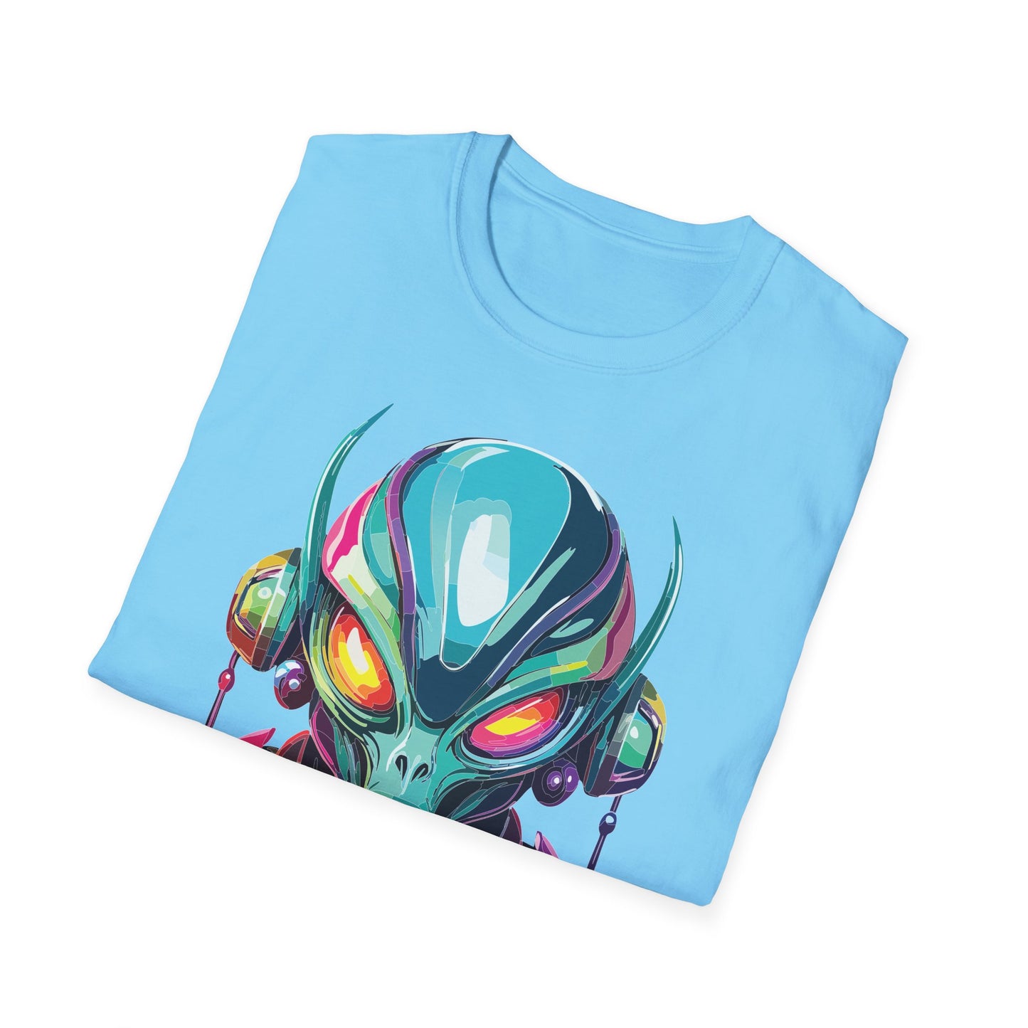 Alien Cosmos Unisex Cotton T Shirt With Alien Artwork Softstyle Ring Spun Cotton 64000