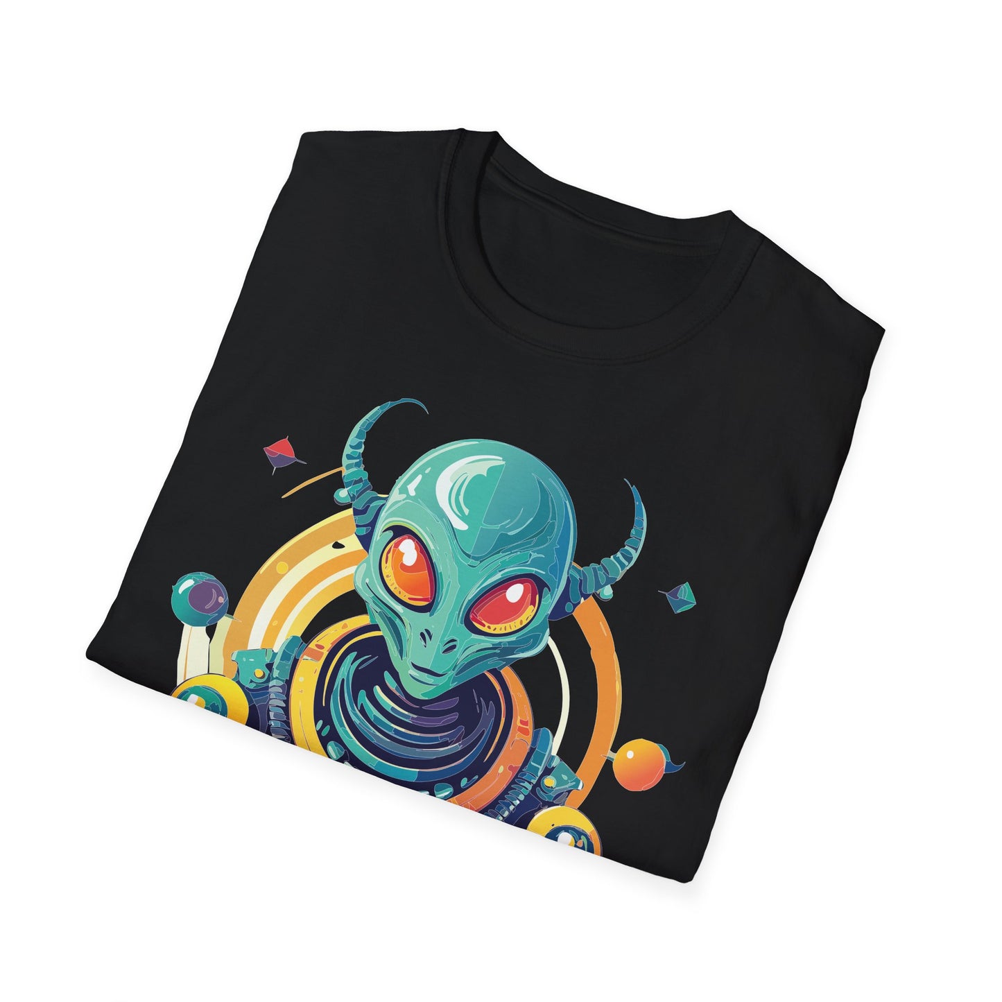Alien Cosmos T Shirt Unisex Softstyle Cotton Tee With Alien Art Design Premium Comfort