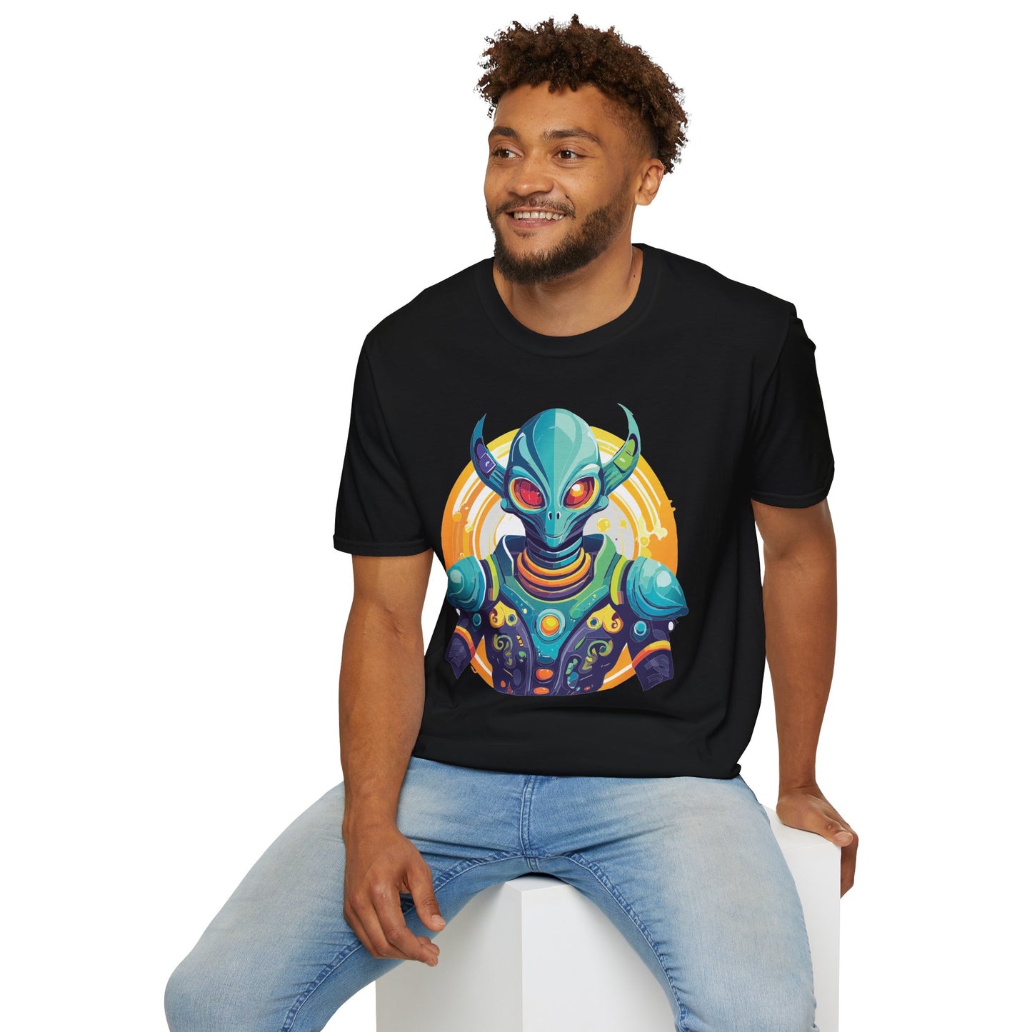 Alien T Shirt Cosmos Design Unisex Softstyle Cotton Tee With Aliens Art Graphic Print