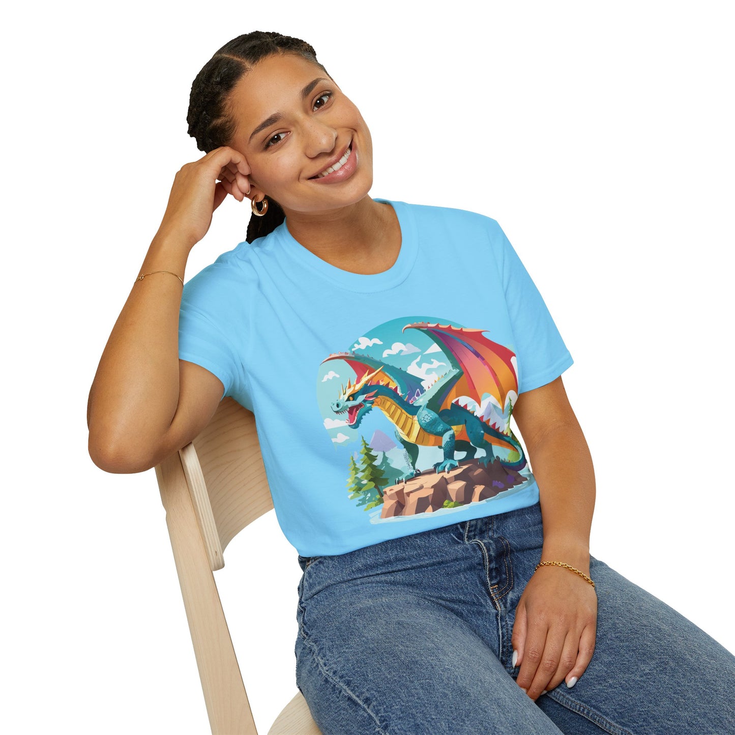 Dragon Graphic Tee Unisex Softstyle 100 Percent Ring Spun Cotton Animal Art Print Shirt