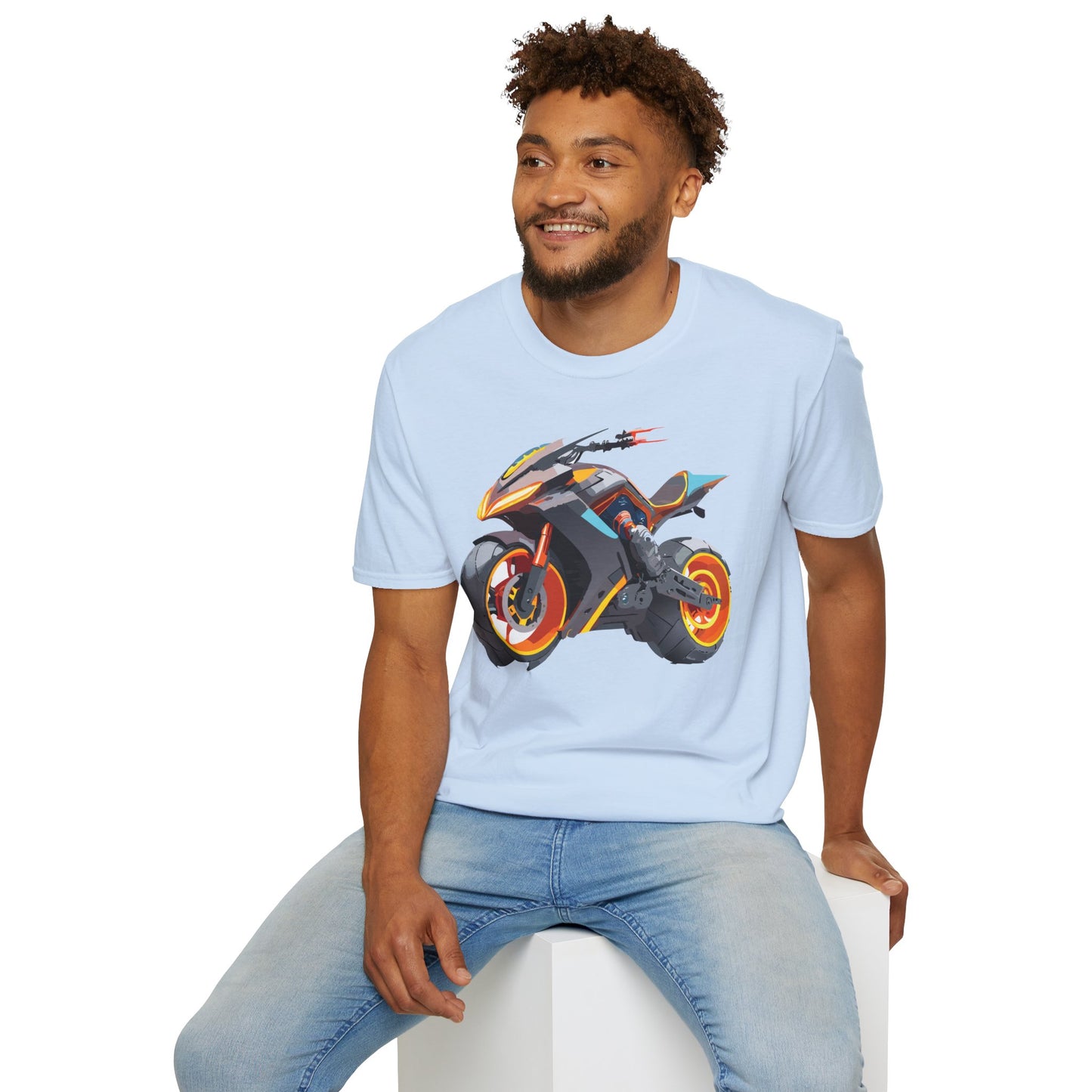Unisex Bike T Shirt With Motorcycle Graphic MTB Tee Cotton Softstyle Comfort For Riders