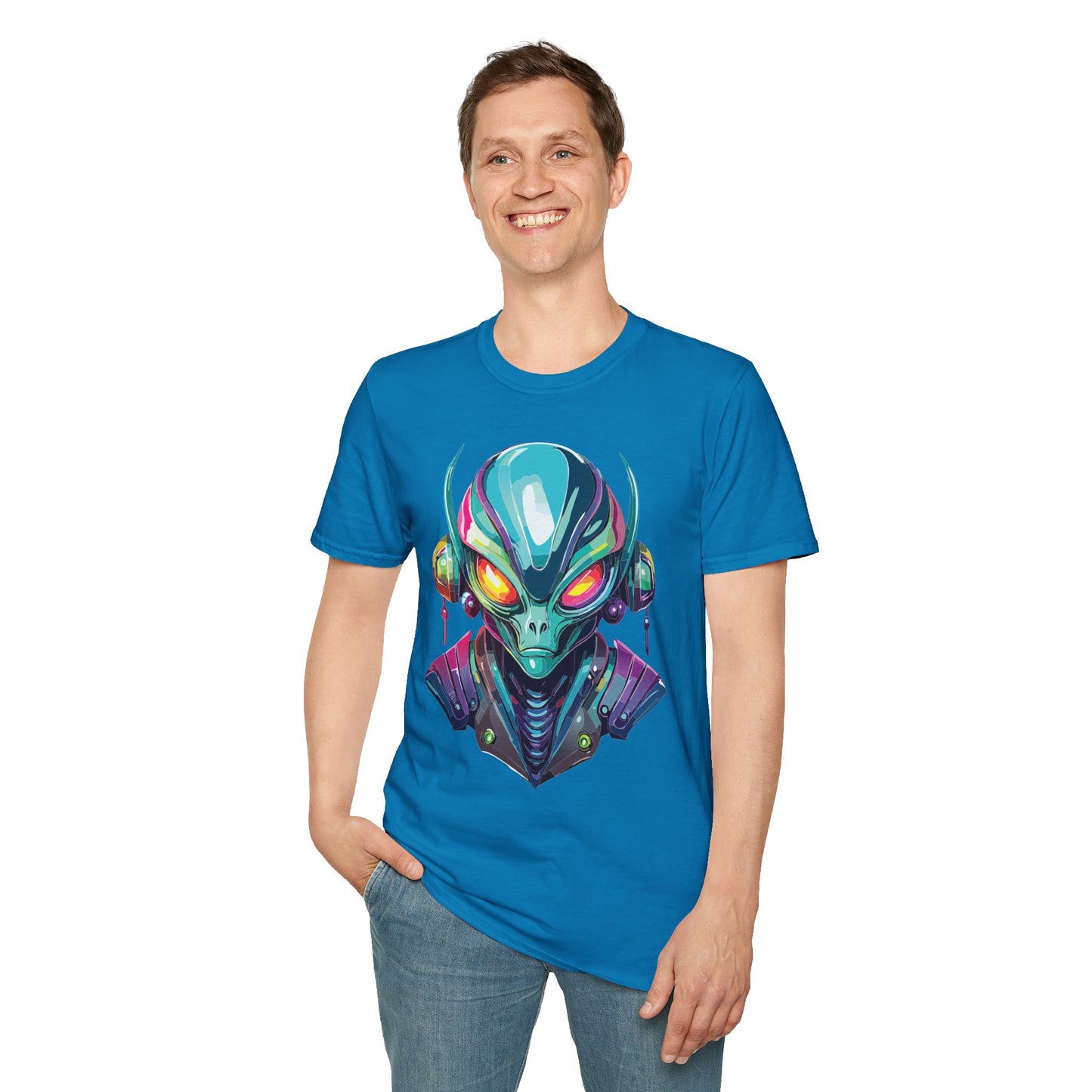 Alien Cosmos Unisex Cotton T Shirt With Alien Artwork Softstyle Ring Spun Cotton 64000