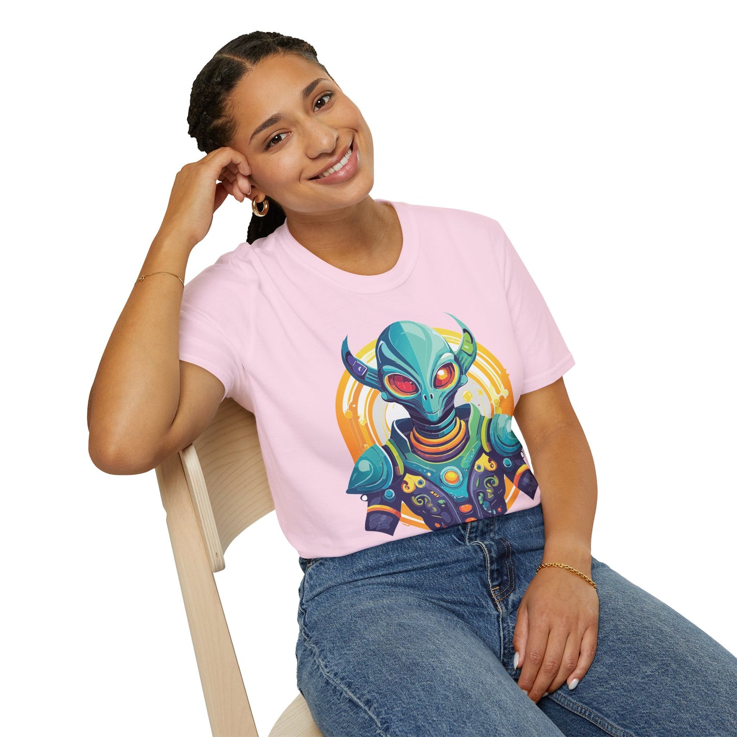 Alien T Shirt Cosmos Design Unisex Softstyle Cotton Tee With Aliens Art Graphic Print