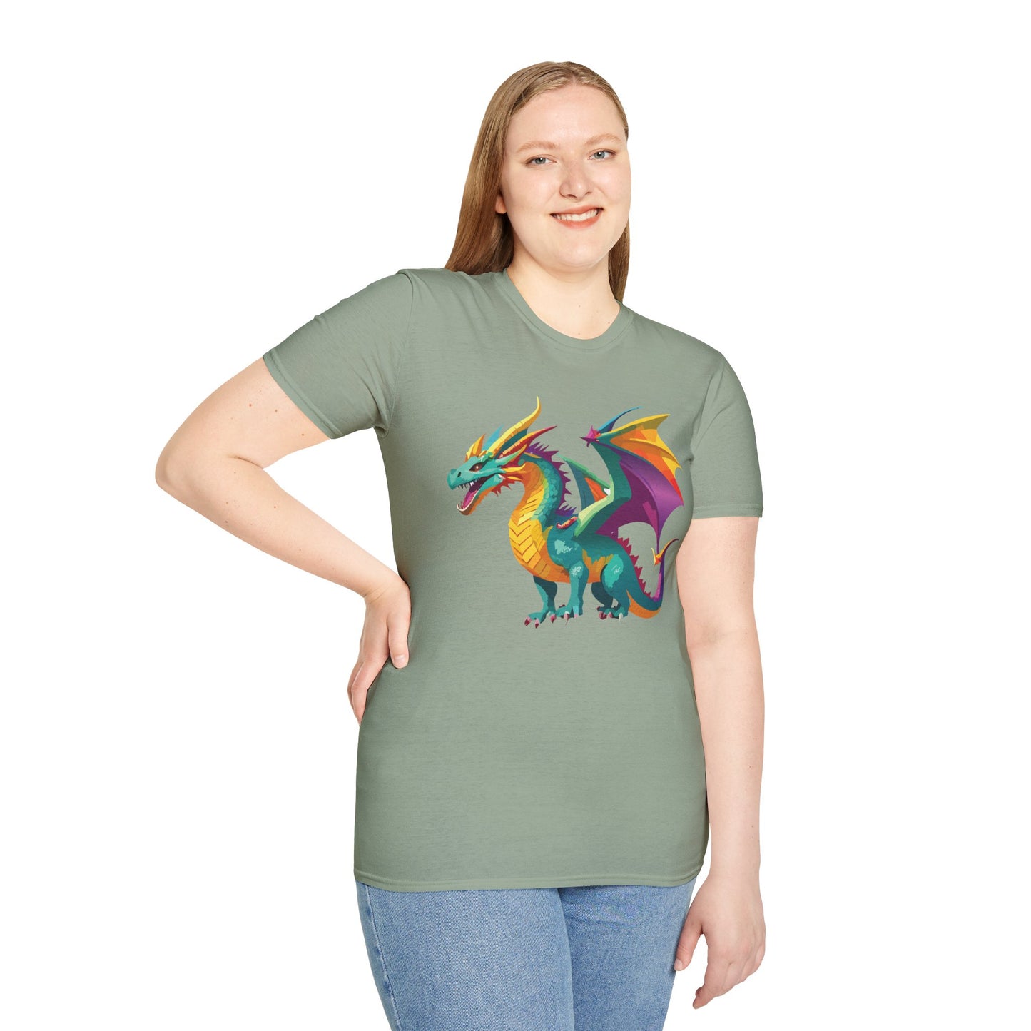 Dragon T Shirt Unisex Short Sleeve Art Design Gildan Softstyle Cotton Tee For Animal Lovers