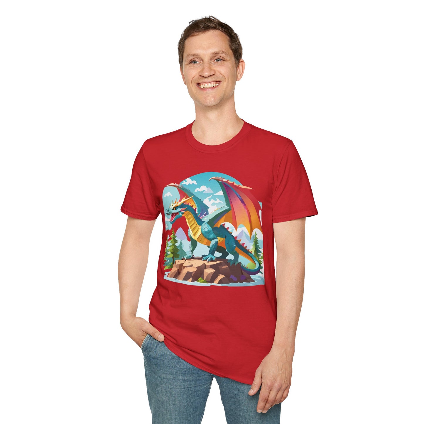 Dragon Graphic Tee Unisex Softstyle 100 Percent Ring Spun Cotton Animal Art Print Shirt