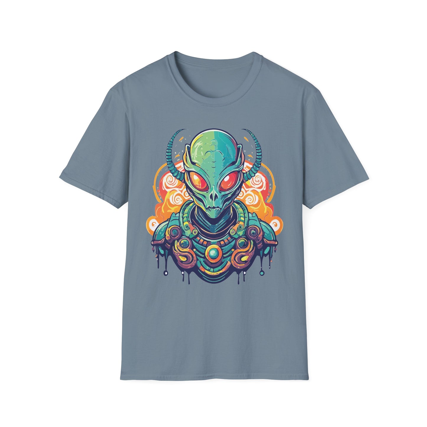 Cosmos Alien T Shirt Unisex Softstyle Cotton Tee With Space Artwork Graphic Design
