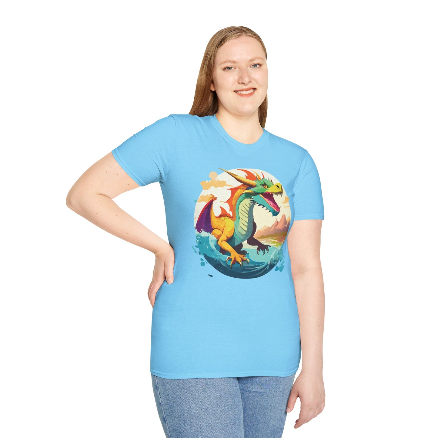 Dragon T Shirt Unisex Animal Print Dragon Shirt Gildan Softstyle Cotton Tee 64000