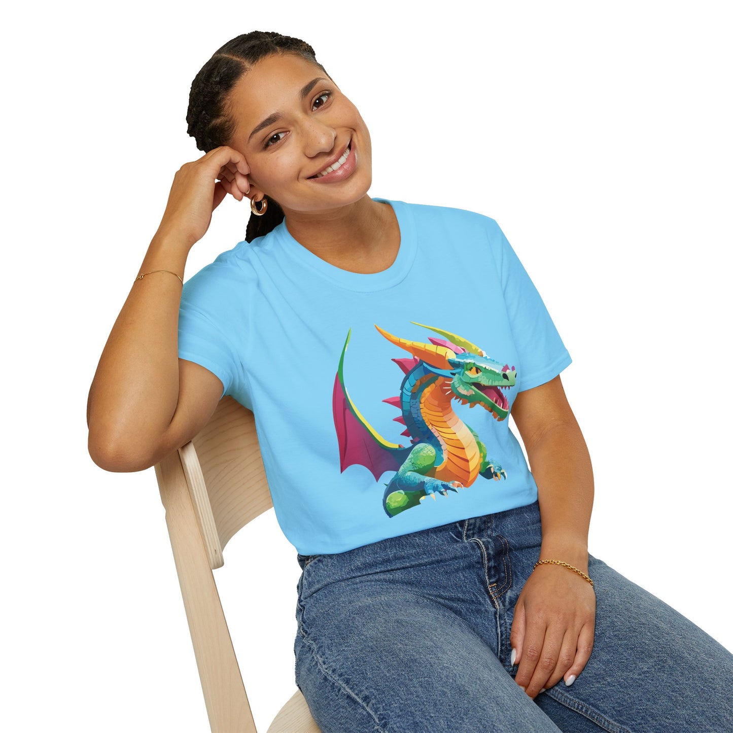 Unisex Dragon Graphic Tee Softstyle Short Sleeve T Shirt Made From Ring Spun Cotton