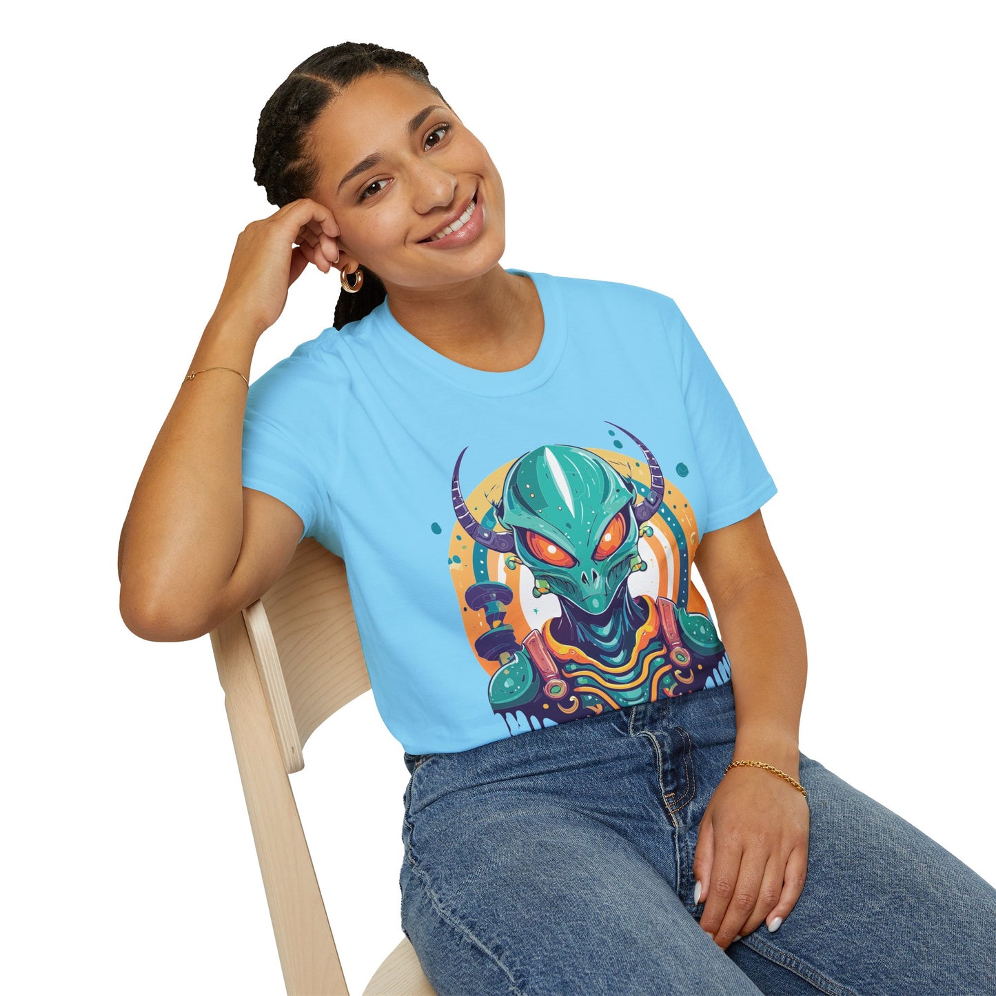 Alien T Shirt Cosmos Shirt Unisex Softstyle Tee 100 Percent Ring Spun Cotton Short Sleeve