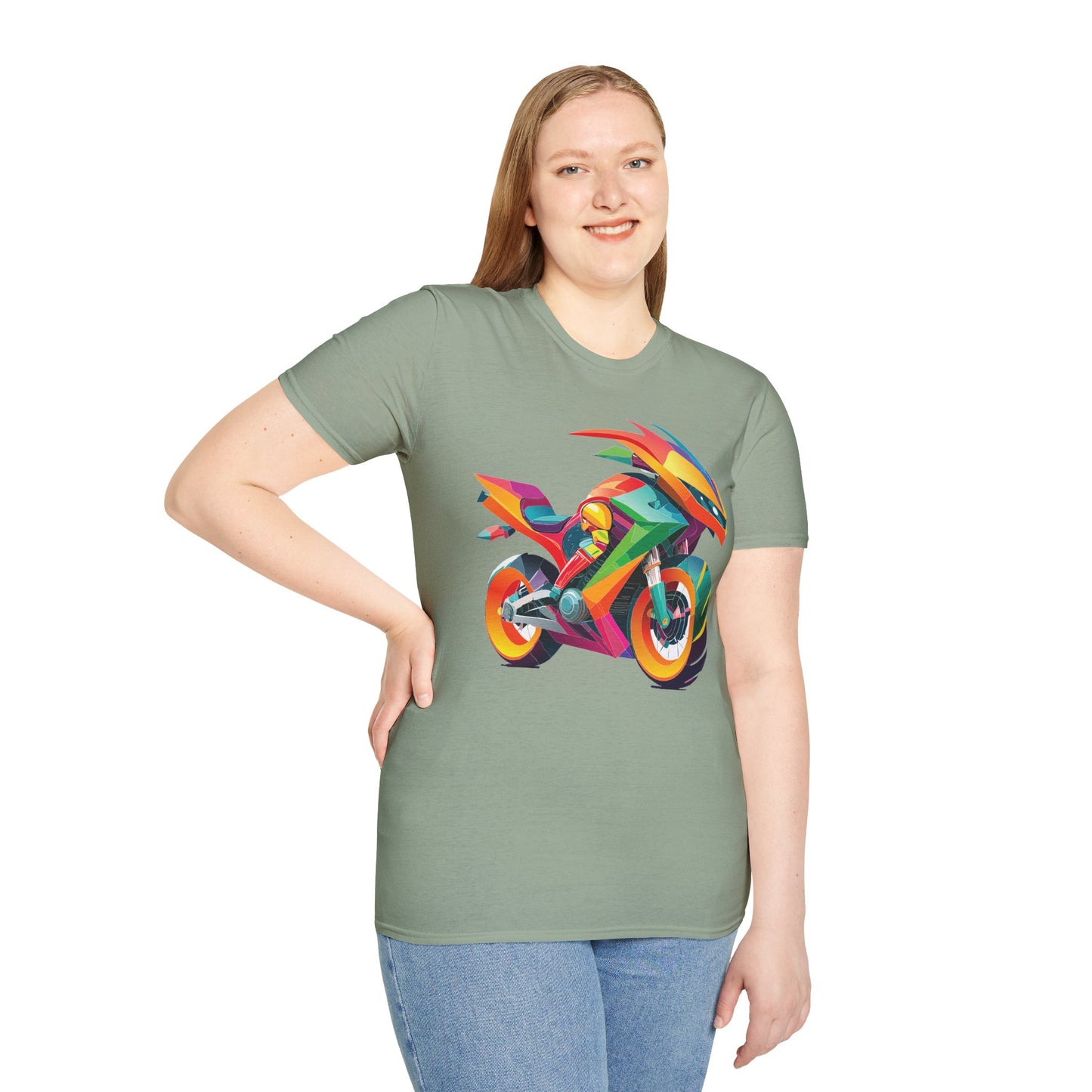 Unisex Bike T Shirt With Motorcycle Artwork Premium Cotton MTB Tee Softstyle 64000