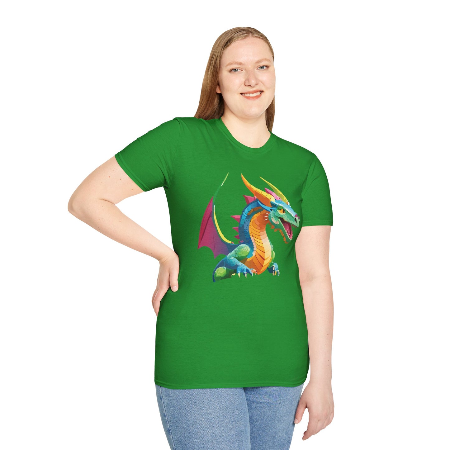 Unisex Dragon Graphic Tee Softstyle Short Sleeve T Shirt Made From Ring Spun Cotton