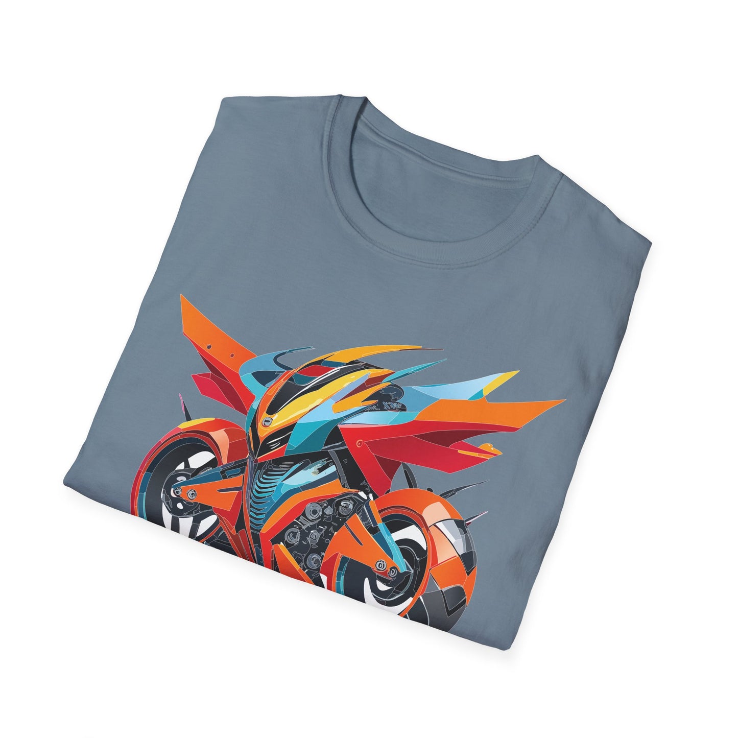 Unisex Bike T Shirt With Motorcycle Art Design Graphic Tee Softstyle 64000 Cotton