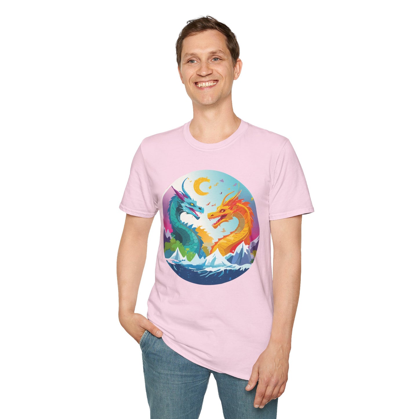 Dragon T Shirt Unisex Gildan Softstyle 64000 Tee Dragon Artwork Animal Print Shirt