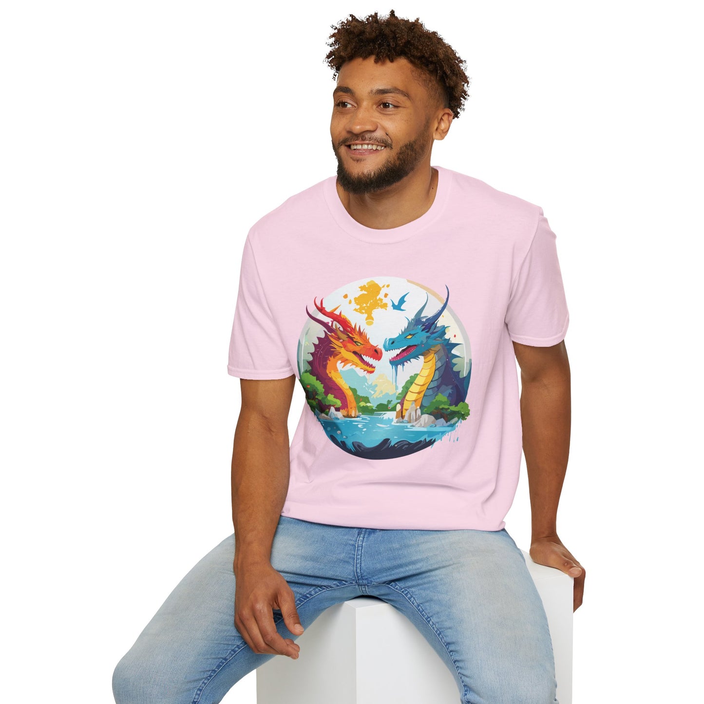 Dragon T Shirt Unisex Gildan Softstyle 64000 100 Percent Cotton Animal Print Tee Artwork