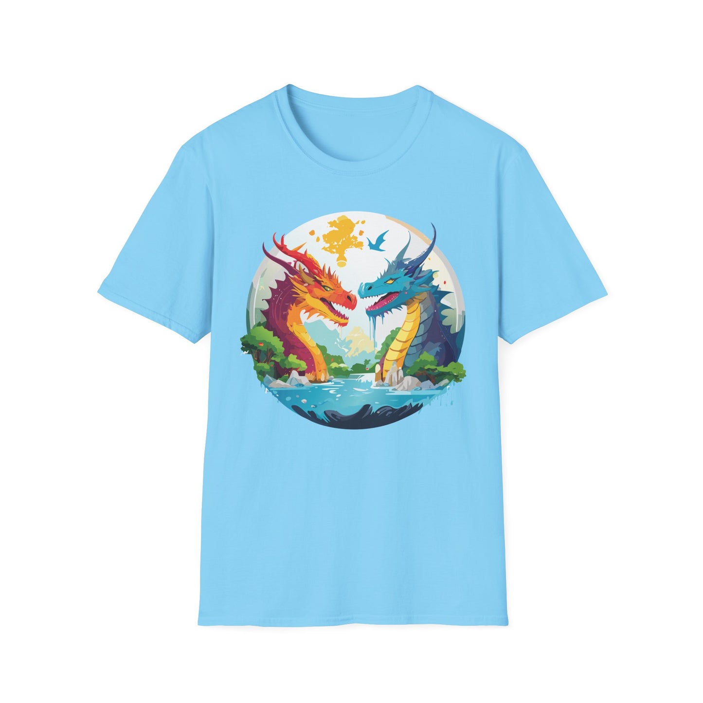 Dragon T Shirt Unisex Gildan Softstyle 64000 100 Percent Cotton Animal Print Tee Artwork