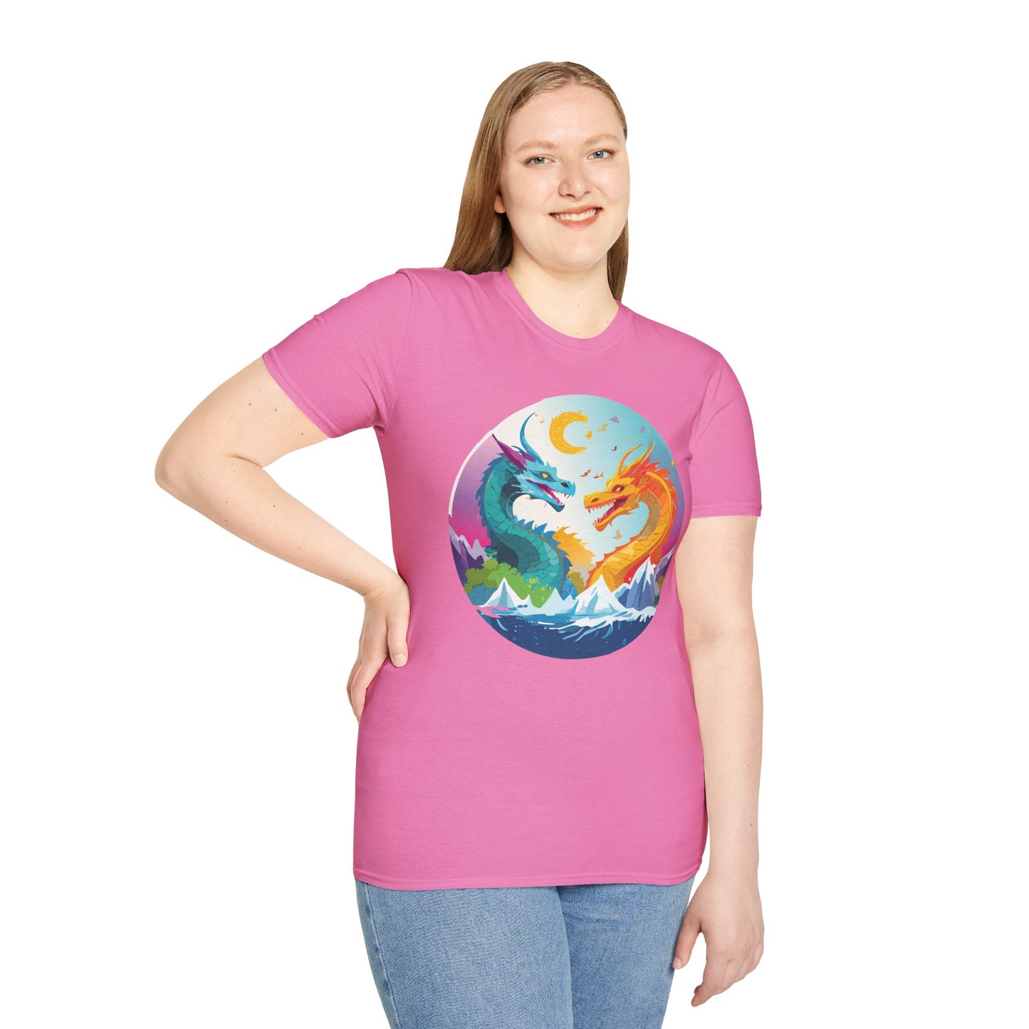 Dragon T Shirt Unisex Gildan Softstyle 64000 Tee Dragon Artwork Animal Print Shirt