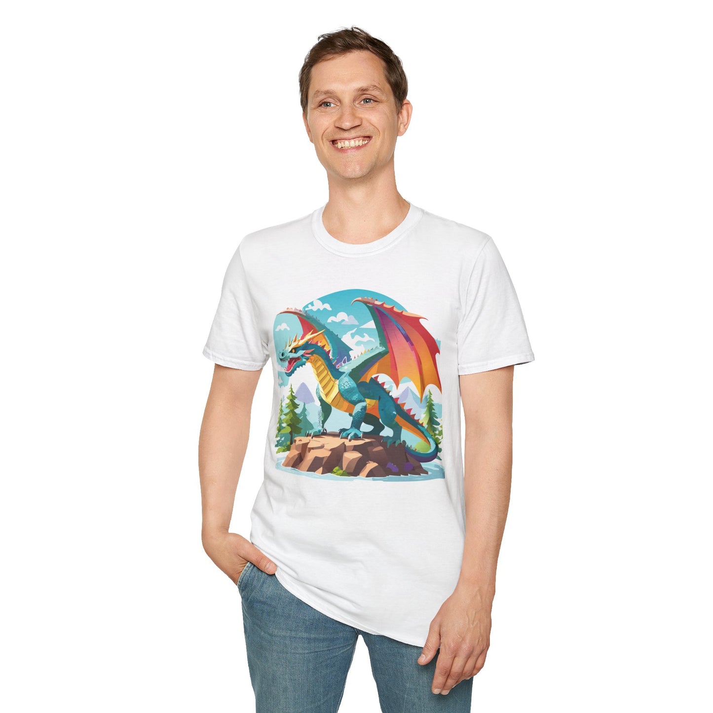 Dragon Graphic Tee Unisex Softstyle 100 Percent Ring Spun Cotton Animal Art Print Shirt