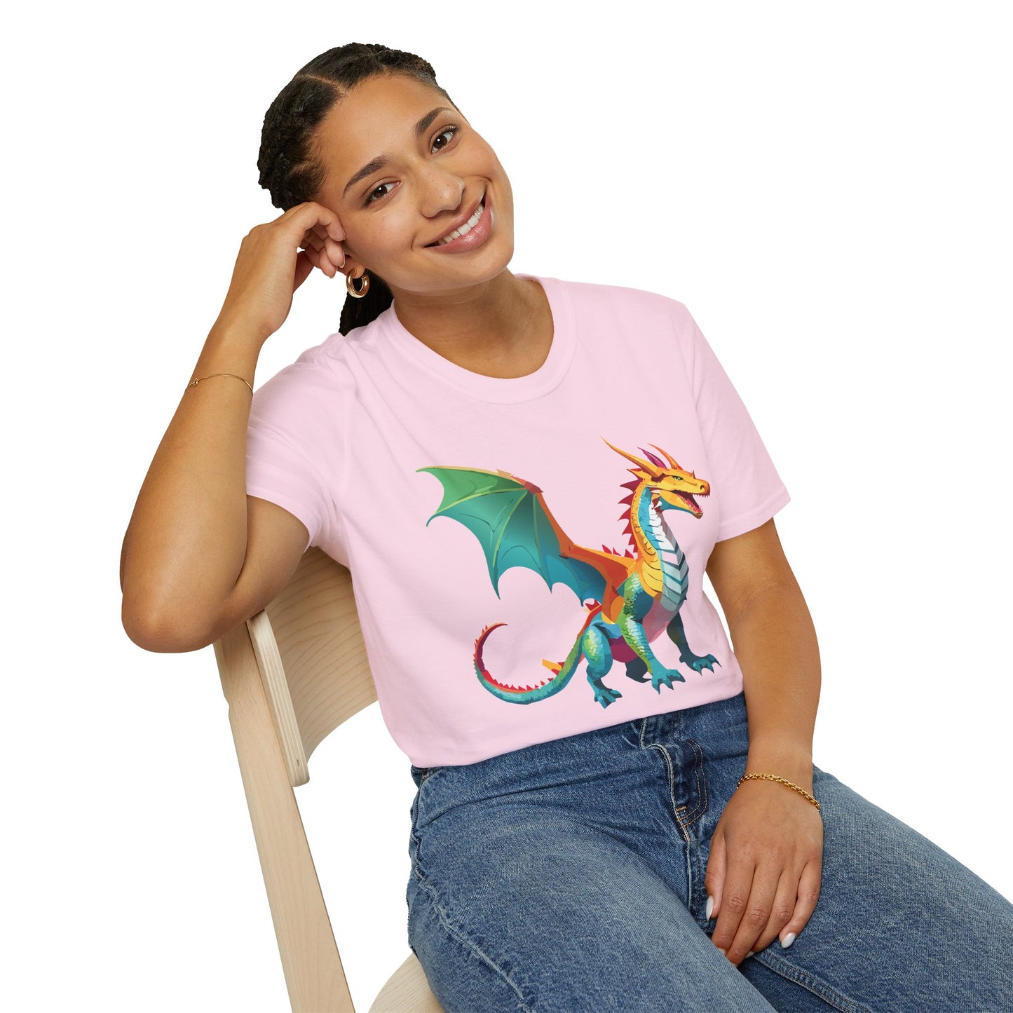 Dragon T Shirt Unisex Animal Design Tee Softstyle Gildan 64000 100 Percent Ring Spun Cotton