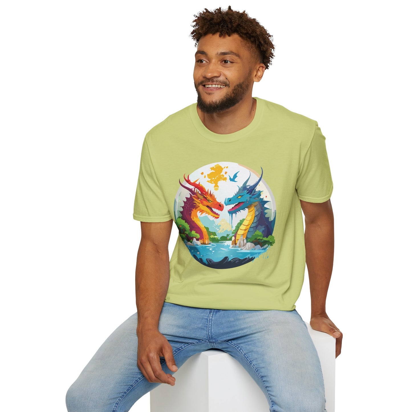 Dragon T Shirt Unisex Gildan Softstyle 64000 100 Percent Cotton Animal Print Tee Artwork
