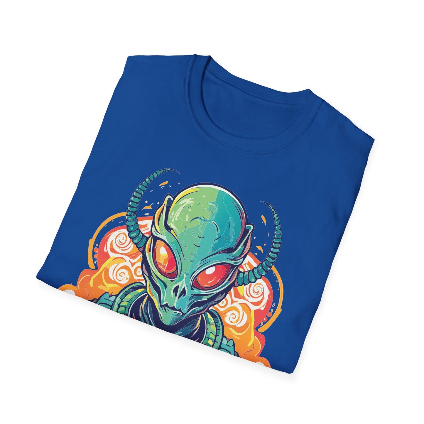 Cosmos Alien T Shirt Unisex Softstyle Cotton Tee With Space Artwork Graphic Design