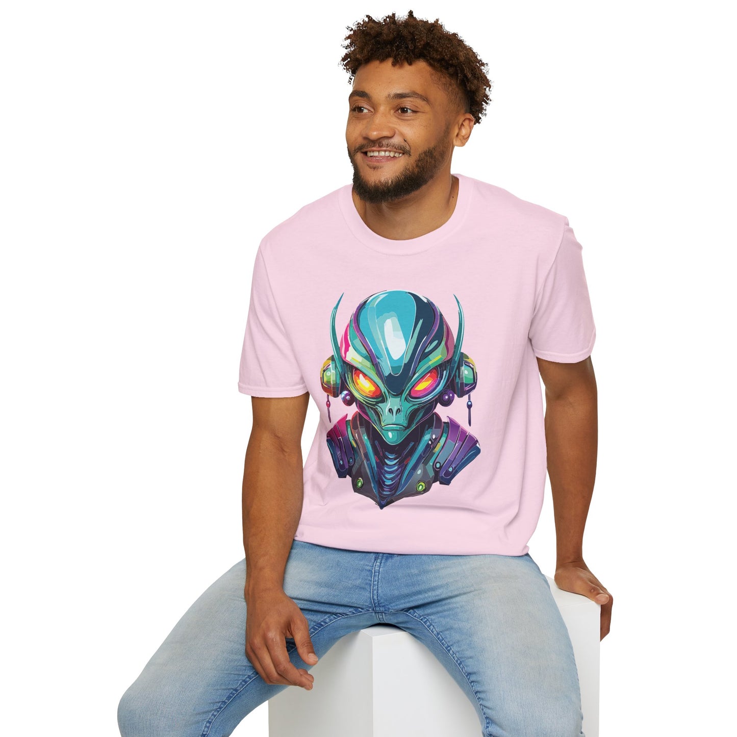 Alien Cosmos Unisex Cotton T Shirt With Alien Artwork Softstyle Ring Spun Cotton 64000