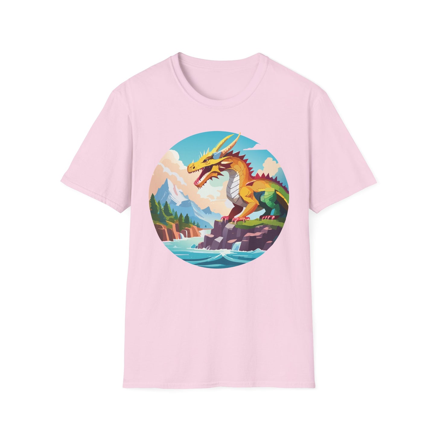 Dragon T Shirt Unisex Softstyle Cotton Tee With Colorful Animal Art Design For Everyday Wear