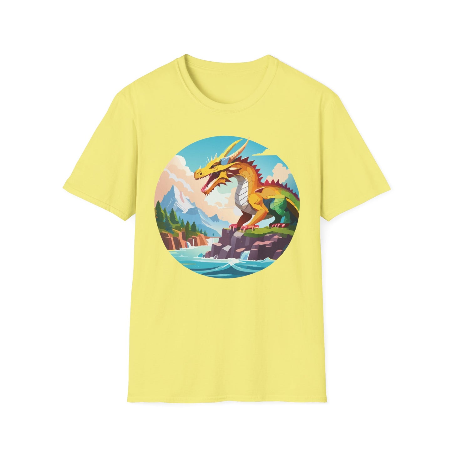 Dragon T Shirt Unisex Softstyle Cotton Tee With Colorful Animal Art Design For Everyday Wear