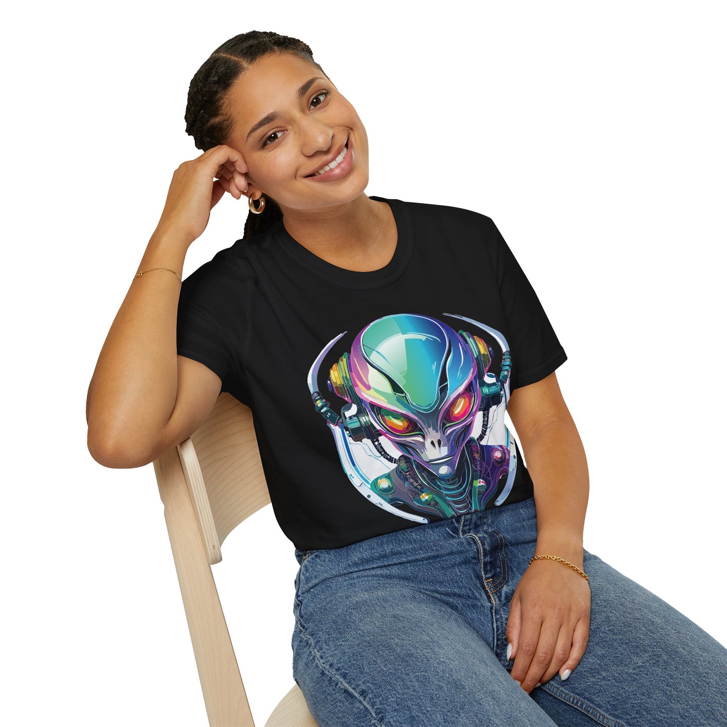 Alien Cosmos T Shirt Unisex Softstyle 64000 Tee With Alien Space Design 100 Percent Ringspun Cotton