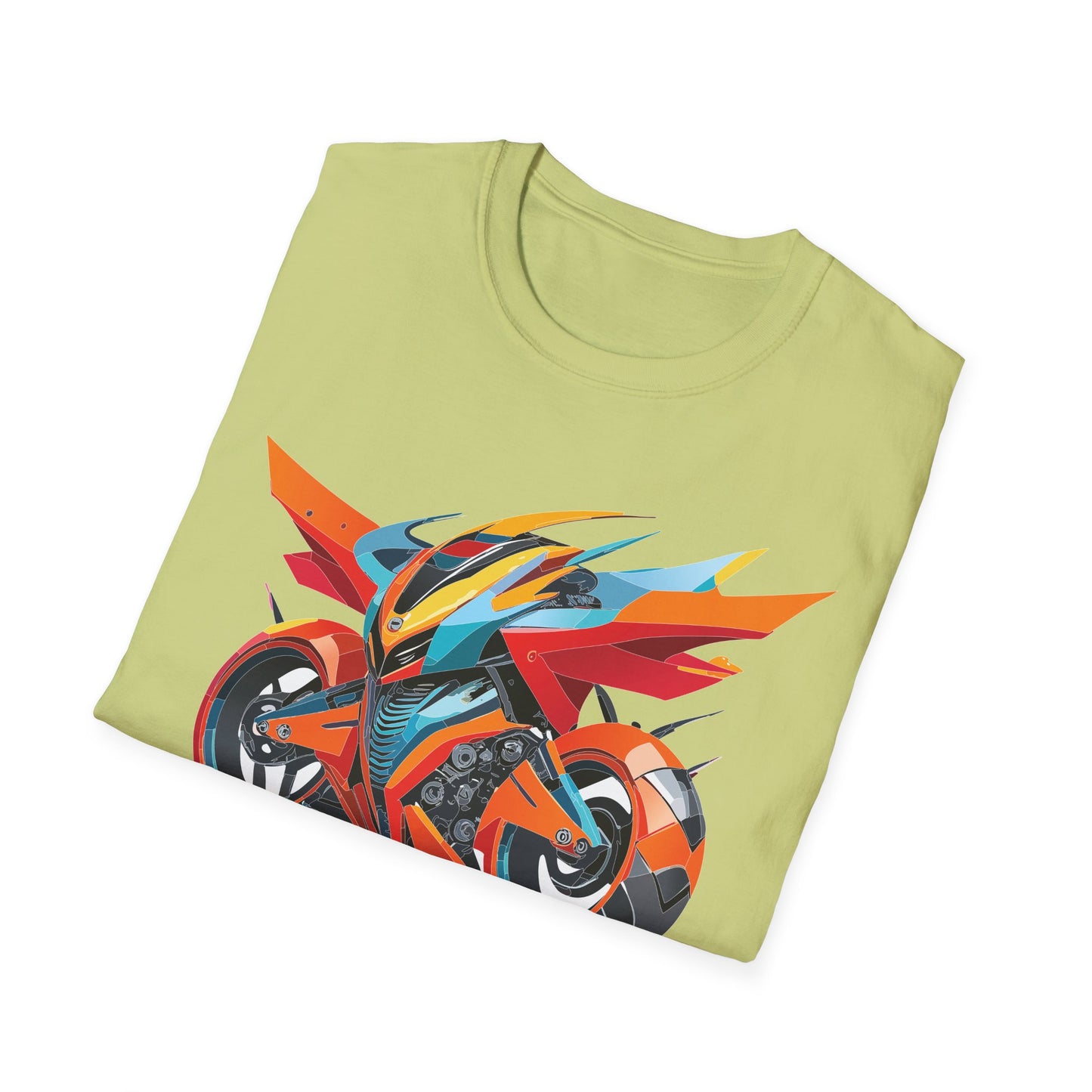 Unisex Bike T Shirt With Motorcycle Art Design Graphic Tee Softstyle 64000 Cotton