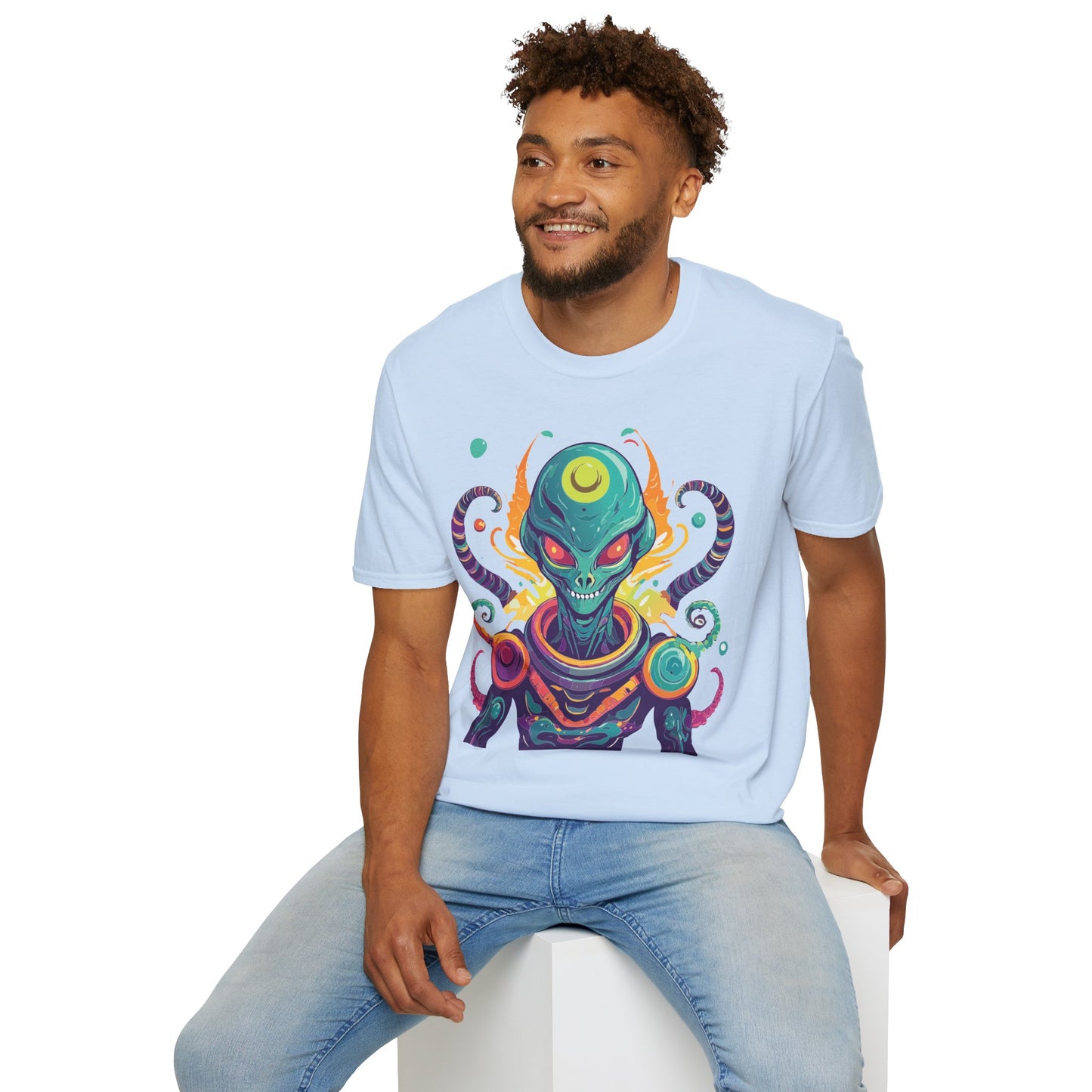 Alien Cosmos Unisex T Shirt With Aliens Design Gildan Softstyle 64000 Comfortable Lightweight Tee
