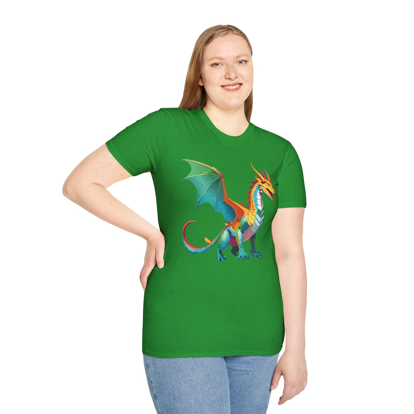 Dragon T Shirt Unisex Animal Design Tee Softstyle Gildan 64000 100 Percent Ring Spun Cotton
